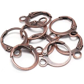20Pcs/lot Red Copper 14×12mm Round French Lever Earring Hooks Wire Settings Base Hoops Earrings for DIY Earring Designs Jewelry Making Supplie,Jewelry Findings,Earring Backs and Findings