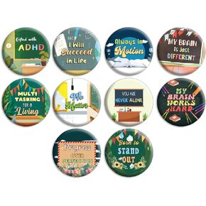 Creanoso Breast Cancer Warrior Pin Buttons (1-Set X 10 Buttons) - Fun Classroom Reward Incentives for Students and Children - Stocking Stuffers Party Favors & Giveaways for Boys, Girls, Kids, Teens
