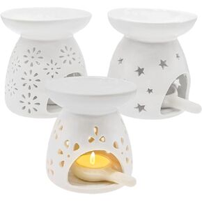 مجموعة من 3 حامل شموع من السيراميك، موقد زيتي، موقد زيت عطري للعلاج العطري، شعلات تذوب الشمع من أجل هدية ديكور غرفة النوم واليوجا والمنزل in Kuwait