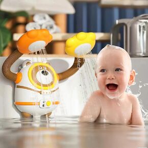 Baby Bath Toy, Battery Operated Bathtub Water Pump with 2 Bath Shower Head Toys, Swimming Bath Toys for Infants Toddlers Kids