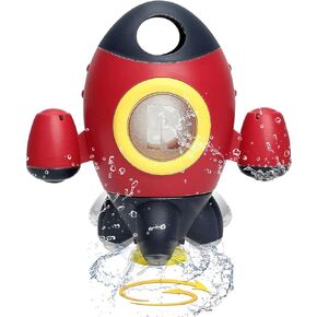 Baby Bath Toys, Space Rocket Shape Bathtub Toys for Toddlers, Spray Water Toys w/ Rotating Fountain, Bathroom Shower Toys for Infants Aged 18 Months 2 3 4 5 Years Old Kids Girls Boys