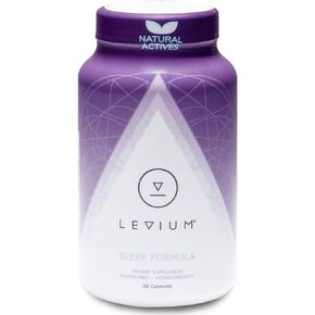 Levium Sleep Formula Supplement | Natural Relaxation Aid Capsules with Melatonin, GABA, L-Theanine, Magnesium | 60 Count Bottle – 30 Day Supply
