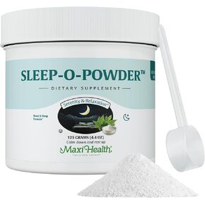 Maxi Health - Sleep Powder with Magnesium, Inositol & L-Tryptophan - Zero Melatonin Non Habit Forming Sleep Aid - Easy Drink Mix, Relaxing Sleep Drink Supplement for Bedtime, 4.4 Oz Sleep-O-Powder