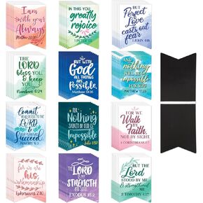 72 Pieces Christian Magnetic Bookmarks for Women, Small Religious Scripture Bible Verse Magnets, 12 Watercolor Designs (1 x 1 in)