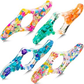 Book Page Holder for Reading, 4Pcs Dried Flower Resin Thumb Book Holder, Transparent Thumb Ring Book Accessories for Readers, Literary, Students, Teachers