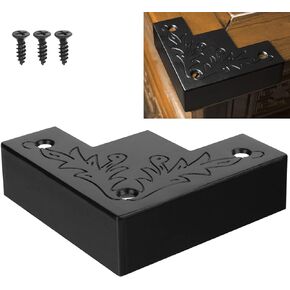 Black Metal Corner Protector 3.3 * 3.3 * 1 in Decorative Wood Funiture 4pcs Barn Sliding Door Corner Guards Metal Table Corner Antirust Zinc Alloy Edge Cover Bracket with Screw