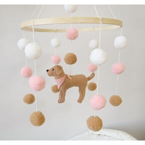 Baby Crib Mobile for Boys Girls Dog theme Baby Mobile for Crib Mobile for Bassinet with Felt Ball