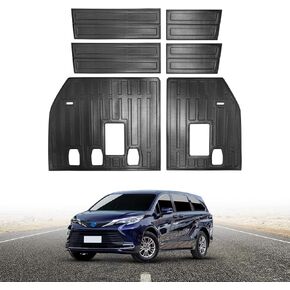 Backrest Mat Compatible for 2021-2024 Toyota Sienna 8 Seats Back Seat Protector Trunk Liner All Weather Mat Black (Only for 8 Seater with Spare Tire)