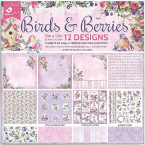 Little Birdie Cardstock Pack 12"X12" 12/Pkg-Birds and Berries