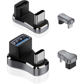 180 Degree USB A Female to USB C Male Adapter, U Shape USB C Female to Type C Male Cable Connector Support 20Gbps & 4K Data Transfer, Compatible for Steam Deck/Laptop/Tablet/Phone