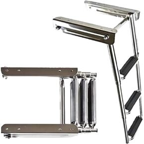 MARINE CITY Stainless Steel Under Platform telescoping Retractable Handrail 3 Steps Ladder for Boats – Yachts – Marines – Ships (Pack of 1)
