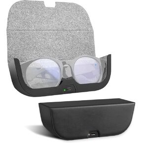 حقيبة شحن للسفر من جلد البولي يوريثان الصلب من REEYEAR مع سعة بطارية 800 مللي أمبير في الساعة تناسب نظارات Razer Anzu الذكية الدائرية، صندوق شاحن واقٍ 2 في 1 يحافظ على نظارات Razer Anzu الذكية مشحونة أثناء التنقل in Kuwait