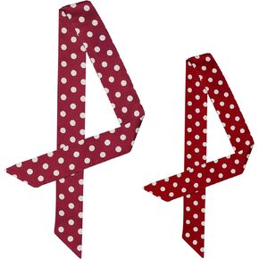 Allegra K 2Pcs 50s Skinny Silky Scarf Polka Dots Waistband Narrow Neck Scarf