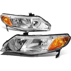 DNA Motoring HL-OH-HC064D-SM-AM دخان عدسة العنبر المصابيح الأمامية لاستبدال 06-11 سيفيك سيدان ذات 4 أبواب in Saudi Arabia