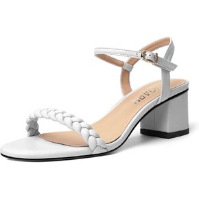 Womens Dating Matte Ankle Strap Round Toe Buckle Dress Chunky Low Heel Heeled Sandals 2.2 Inch