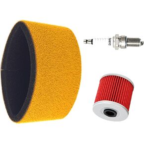 Air Filter 11013-1275 & Oil Filter & Spark Plug Compatible with Kawasaki KLF220 KLF250 KLF300 Bayou 220 250 300 4x4 ATV 1999-2011
