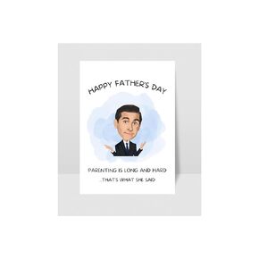 Very Funny " Happy Father's Day, Parenting is Long and Hard, That What She Said" Greeting Card, 7x5 inch Card with Envelope, Card for Dads.