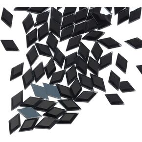 MECCANIXITY 100 Pcs Acrylic Flat Back Diamond Gems 12x6mm Artificial Rhinestones for Craft Bead Face Painting Jewelry Making, Black