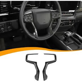 Hoolcar Interior Steering Wheel Cover ABS Trim Compatible with 2019-2023 Chevrolet Silverdao, 2020-2023 Chevrolet Suburban & 2021-2023 Tahoe Accessories, Black Wood Grain