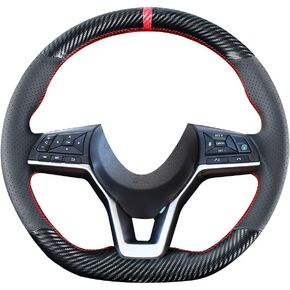 DIY Stitching Carbon Fiber Steering Wheel Cover for Nissan Rogue 2017-2020 / Leaf Kicks 2018-2020 / Altima 2019-2021 / Sentra Versa 2020 2021 15 inches Leather Interior Accessories