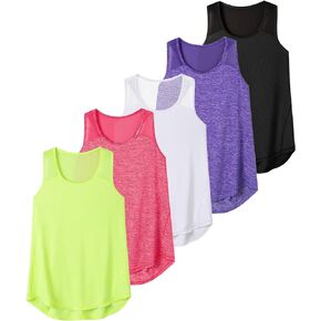 Aeuui Women's 5 Pack Workout Tops Mesh Racerback Tank Tops Sleeveless Athletic Gym Yoga Shirts