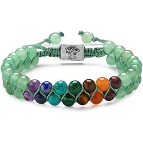 Chakra Bead Bracelets for Women Men - 6mm Natural 7 Chakra Healing Crystal Tree Life Stretch Bracelet with Real Stones Anxiety Meditation Yoga Gemstone Jewelry Gifts