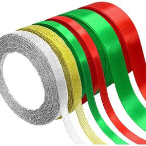 6 لفات 150 ياردة شرائط عيد الميلاد شريط من الساتان الأحمر لتغليف الهدايا الحرف عطلة عيد الميلاد الانحناء لتقوم بها بنفسك in Kuwait