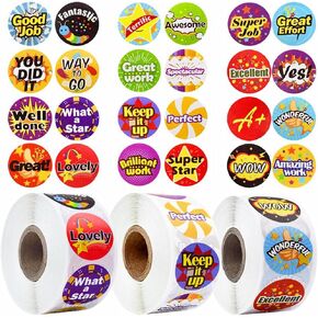 Reward and Incentive Stickers for Kids,Students Children Encouraging Motivational Stickers Labels Pasters with 24 Different Unique Designs(1500pcs,1")