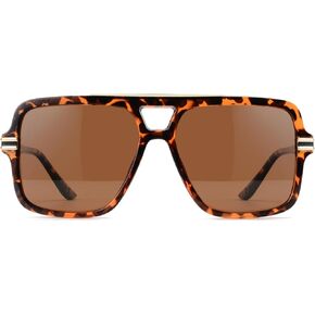 OUWEN Retro Oversized Square Aviator Sunglasses Womens Mens, Trendy Big Rectangle Flat Top Double Bridge Sun Glasses OW2237