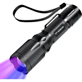 UV Flashlight 365nm & 395nm, Ultraviolet Black Light Flashlights, Handheld Zoomable Blacklight Torch Wood's Lamp, Detector for Pet Urine Dry Stains, Resin Curing, Rocks, Scorpions Finder