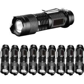 10pack LED Flashlights High Lumens - Mini Flashlights for Camping, Hiking, Dog Walking - Handheld Bright Flashlight with 3 Modes for Outdoor Home Use - Bright Flashlight with Zoomable Beam