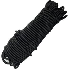 4mm/65.6 FT Elastic Bungee Shock Cord, TuNan Heavy Duty Round Stretch String Elastic Rope for DIY Crafts Tie Downs - Black