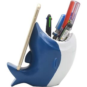 Shark Gifts for Shark Lovers Shark Pen Holder with Phone Stand Shark Succulent Planter Shark Desk Organizer Decoration
