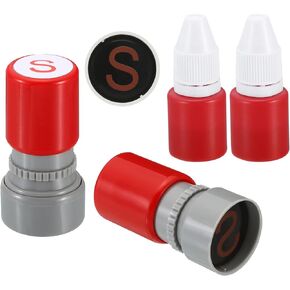 PATIKIL Letter Stamps Self Inking, 2 Pack Character x Alphabet Teacher Stamp Initial Stamp Mini Ink Stamp for Class Notebook Scrapbooking DIY Craft, Red Ink