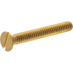 2112 Flat Head Slotted Machine Screw, 10-24 x 2-Inch, Brass, 15-Pack