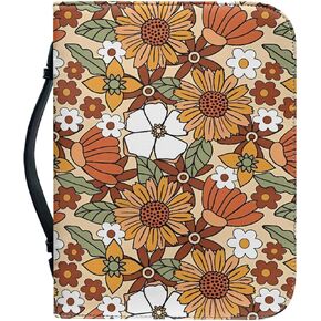 3D Sunflowers Pug Print Bible Case for Women Book/Bible Cover Tote Bag with Top Handle Bible Carrying Case for Church Large Zippered Book Bible Protector