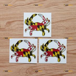3 Pack Reflective, 3 Inches - Maryland State Flag Crab Vinyl Decal Sticker - for Car Boat Laptop 05081