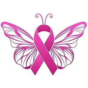WSQ Butterfly Breast Cancer Awareness Vinyl Sticker Decal - 5.5 Inches - for Car Truck SUV Van Window Bumper Wall Laptop Tablet Cup Tumbler and Any Smooth Surface