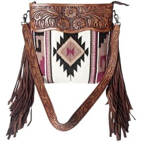 American Darling Concealed Carry Crossbody Hand Carved Leather Fringe Purse for Women Western Handbags Conceal Carry