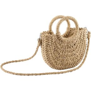 CHIC DIARY Small Summer Beach Straw Bag for Women Crossbody Top Handle Shoulder Handbag Mini Handwoven Rattan Clutch Purse