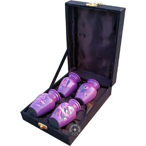 Set of 4 Pretty Keepsake Urns Small for Human Ashes Mini Funeral Cremation Pot with Black Velvet Box