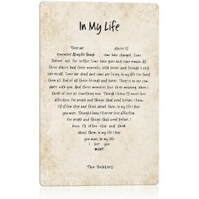 BEKUGART Beatles Poster - In My Life Song Lyrics Wall Art - Vintage Design for Music Lovers, Beatles Enthusiasts, and Music Collector's - 8 x 12 in