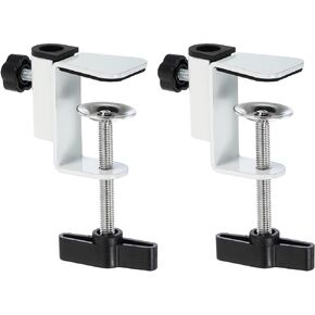 PATIKIL 0.49" Hole Dia. Desk Clamp, 2 Pcs Universal C-Clamp Base with Adjustable Screw for Microphone Mic Arm Table Lamp Mount Holder, Black