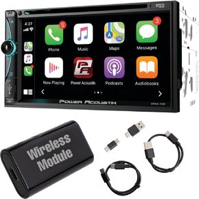 Wireless Apple Carplay Android Auto, CPAA-70D 7-inch Double Din Car Stereo, HD Touchscreen Bluetooth Multimedia Car Audio Radio Media Receiver, Car Play Mirror Link Backup Camera Ready, USB SD