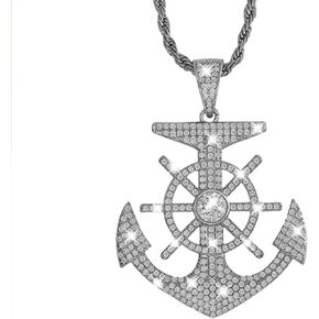 Bling Ship Anchor Diamond Car Accessories for Women, Crystal Car Rear View Mirror Charms Car Decoration, Lucky Hanging Interior Ornament Pendant