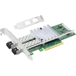 10GB PCI-E X8 Fiber Optic Network Card, Single SFP+ Port,with Intel 82599 Chip X520-SR1 Ethernet Adapter Server Support Windows Server/Linux/VMware(with 1 Piece Multi-Mode Optical Module)