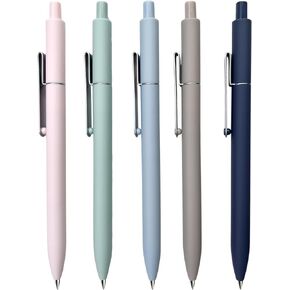 Kaco MIDOT Gel Ink Pens 5 Pieces All Black Ink 0.5mm Fine Point Retractable Soft Touch Grip Aesthetic Cute Colored Pens Office School Supplies Stationery