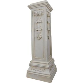 OUTOUR Greek Roman Square Pillar Magnesium Oxide Column with Stand Pedestal Holder Base for Wedding Tables, Indoor/Outdoor Patio and Garden Decor Large Size Pillar 35.8'' High,White