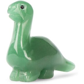 Artistone Green Aventurine Crystal Dinosaur Figurine Hand Carved Realistic Gem Dinosaur Figures Reiki Healing Statue Animal Collectable Decoration or Gifts