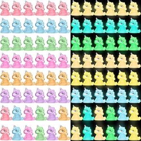 96 Pcs Luminous Mini Resin Tiny Unicorn Glow in The Dark Miniature Figurines Mini Resin Animals Unicorn Figures for Moss Landscape DIY Craft Cake Topper Terrarium Dollhouse Supply
